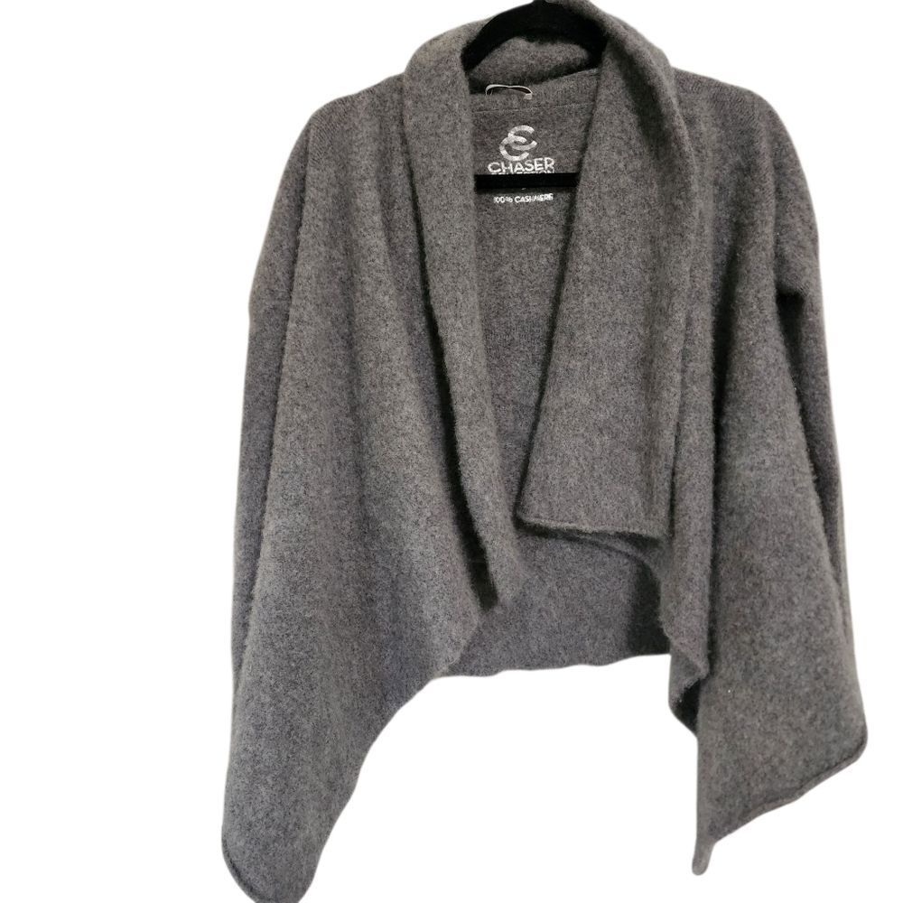 Chaser Collection Cashmere Cardigan Sweater S Grey Quiet Luxury